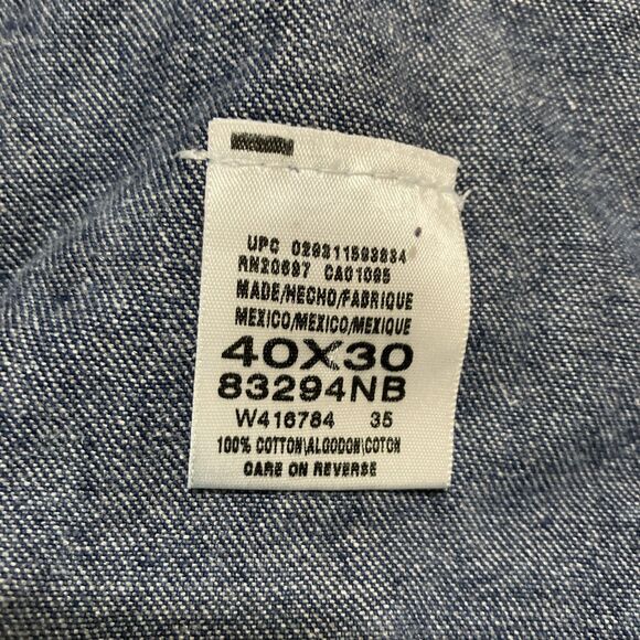 Dickies Bib Overalls Mens 40x30 Blue Denim Carpenter Workwear Utility Pockets - Picture 3 of 9